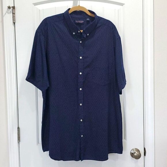 Roundtree and Yorke, Mens 100% Cotton,  Navy Blue,Button Down Shirt,  Size 3XT - Picture 1 of 5